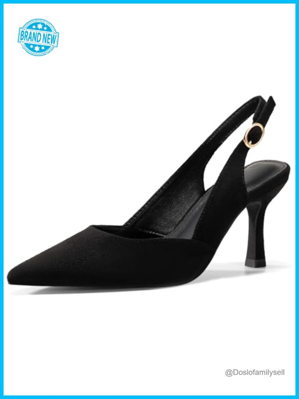 Slingback Kitten Heels Closed Pointed Toe Faux Leather Dress Pumps